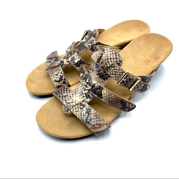 Vionic Orthotic Wedge Sandals Snake Embossed - Picture 3 of 9